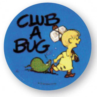 Club a Bug campaign button, kid design.