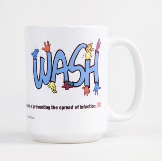 WASH cartoon hands mug, 15oz