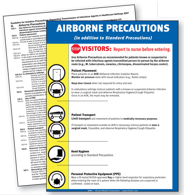 Airborne Precautions, English only, plastic laminated - Brevis