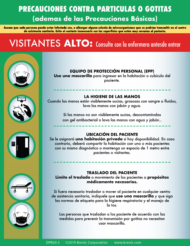 Droplet Precautions Spanish 2020 Brevis