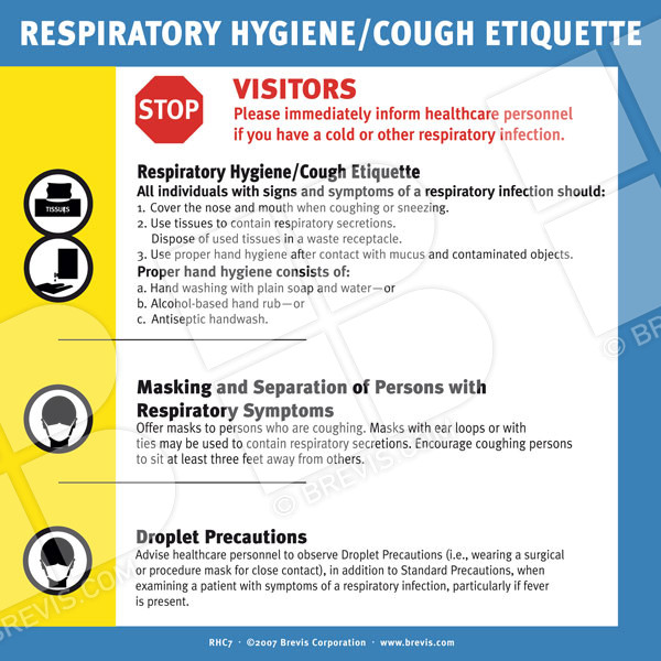Respiratory hygiene cough etiquette sign brevis